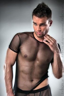 Комплект белья Passion 017 SET black XXL/XXXL, полностью прозрачная футболочка и такие же шортики