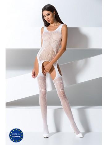 Bodooking Passion BS061 White, overalls, imitation stocking