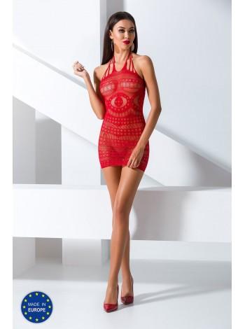 Бодістокінг Passion BS063 red, плаття-сітка халтер