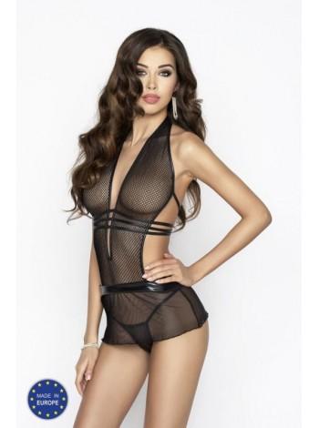 Прозора сорочка з відкритою спиною MARESOL CHEMISE black S/M - Passion, трусики