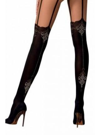 Колготки с эффектом чулок на подвязках Passion TI112 nero-gold 1/2 (60/20 den)