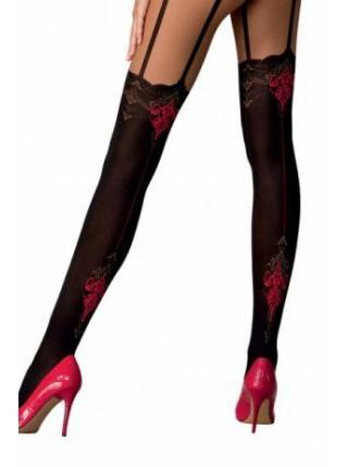 Колготки с эффектом чулок на подвязках Passion TI112 nero-roso 1/2 (60/20 den)