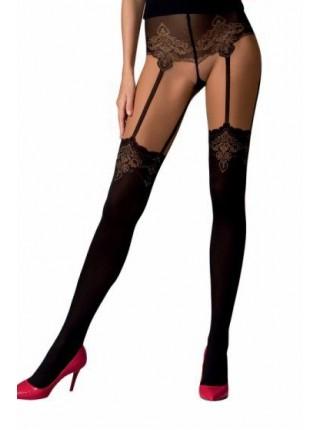 Колготки с эффектом чулок на подвязках Passion TI112 nero-roso 3/4 (60/20 den)