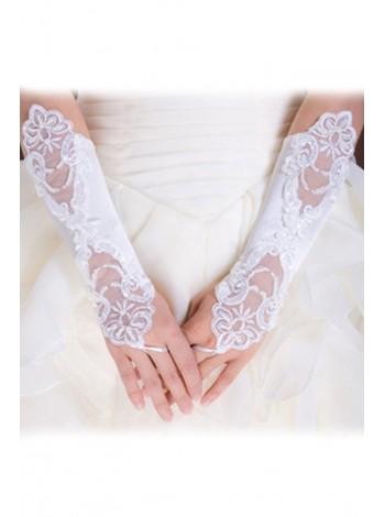 White wedding gloves
