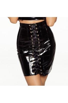 Лакированная юбка со шнуровкой, размер M
