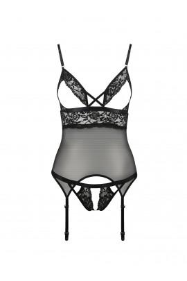 Corset with open-chest Diabolina Corset Black XXL / XXXL - Passion, Fairy, Panties, Translucent