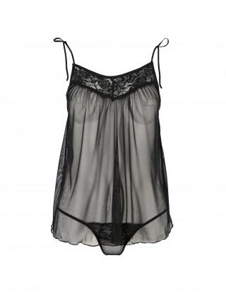 Silver Transparent Baby Dollage Melania Chemise Black S / M - Passion, Panties, Thin Straps