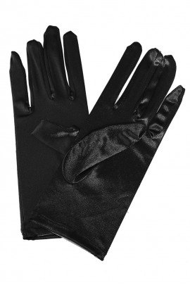 Satin black gloves
