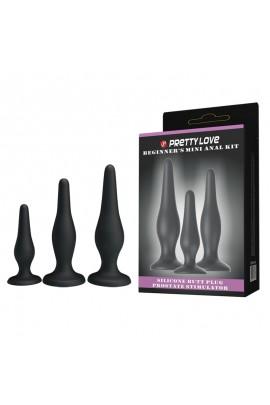 Butt plug set Pretty Love Begginer's Mini Anal Kit Black