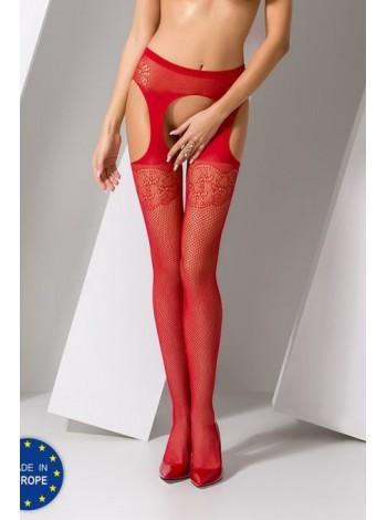 Woman erotic bodystocking tights Passion S005 red, imitation stockings and suspender belts