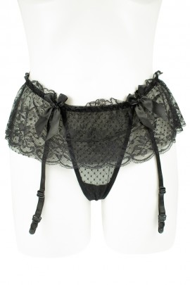 Кружевной черный пояс для чулок