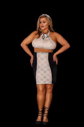 Role-playing maid costume with top, skirt and decoration Trouble-free Adele XL