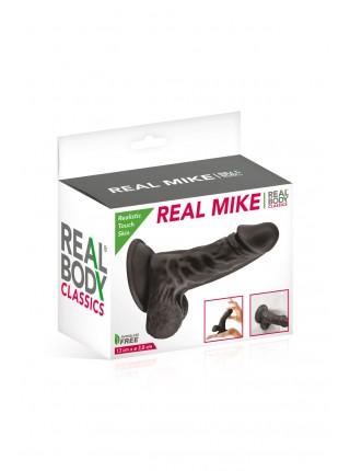 Real Body dildo with suction cup - Real Mike Black, TPE, diameter 3.8 cm