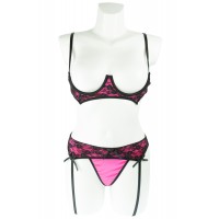 Розовый откровенный комплект с поясом