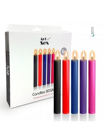 Набор восковых свечей Art of Sex Thin 10 см (5 шт), низкотемпературные, тонкие