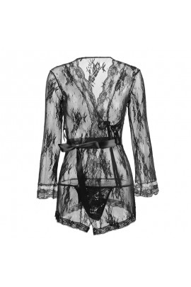 Полупрозрачный черный халат