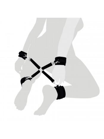 Genuine Leather Cross Art of Sex - 4 Way Connector, Black