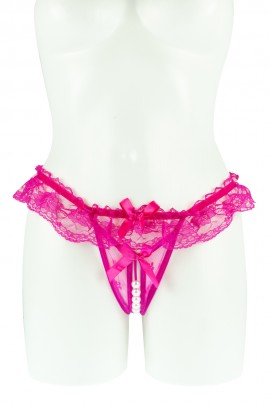 Raspberry panties with lace and beads