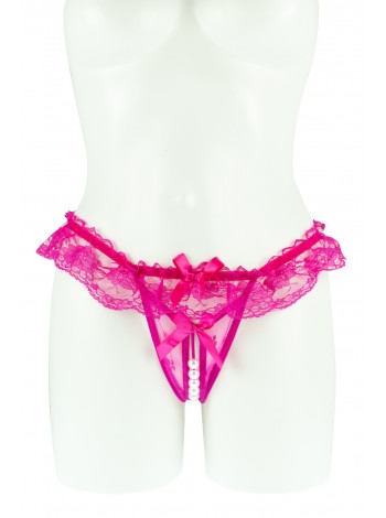 Raspberry panties with lace and beads