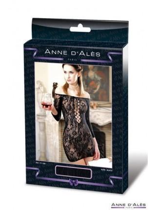 Платье-сетка с декольте Anne De Ales FETISH DINNER Black S/M, спущенное плечо
