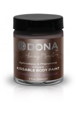 Краска для тела Dona Kissable Body Paint - CHOCOLATE MOUSSE с феромонами и афродизиаками, кисточка