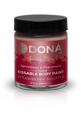 Краска для тела Dona Kissable Body Paint - STRAWBERRY SOUFFLE с феромонами и афродизиаками, кисточка