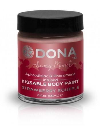 Краска для тела Dona Kissable Body Paint - STRAWBERRY SOUFFLE с феромонами и афродизиаками, кисточка