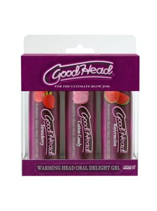 Розігрівальні гелі для орального сексу Doc Johnson GoodHead – Warming Head (полуниця, солодка вата, 