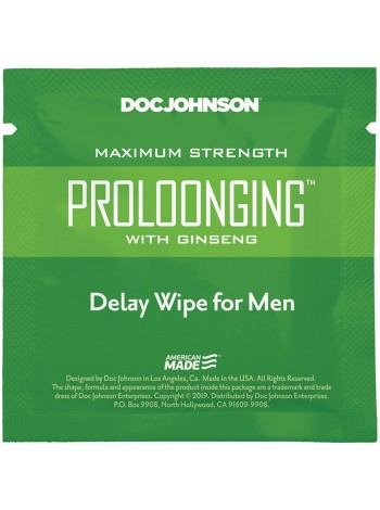 Пролонгуюча серветка з екстрактом женьшеню Doc Johnson Delay Wipe For Men