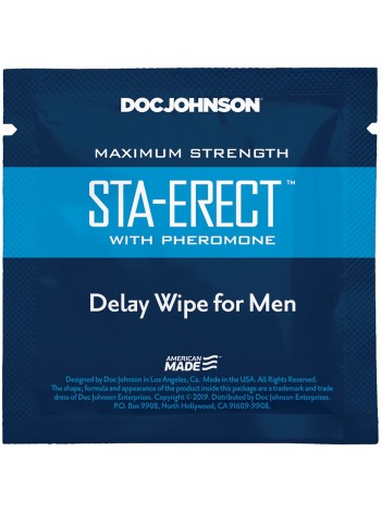 Пролонгирующая салфетка с феромонами Doc Johnson Sta-Erect Delay Wipe For Men