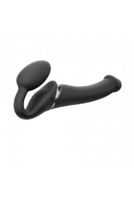 Безремневой страпон с вибрацией Strap-On-Me Vibrating Black M, диаметр 3,3см, пульт ДУ, регулируемый