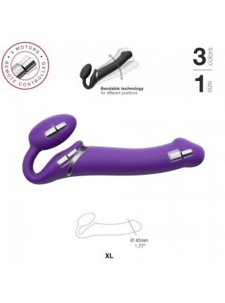 Безремневий страпон з вібрацією Strap-On-Me Vibrating Violet XL, діаметр 4,5см, пульт ДК, регулюється