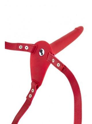 Страпон с вибрацией Fetish Tentation Vibrating Strap-On with Dildo красный, 15х3см