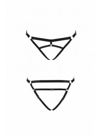Трусики стринги из стреп KELIS THONG black S/M - Passion Exclusive