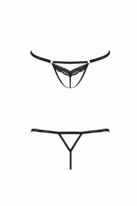 Відверті трусики-стрепи з мереживом SOLON THONG black L/XL - Passion Exclusive