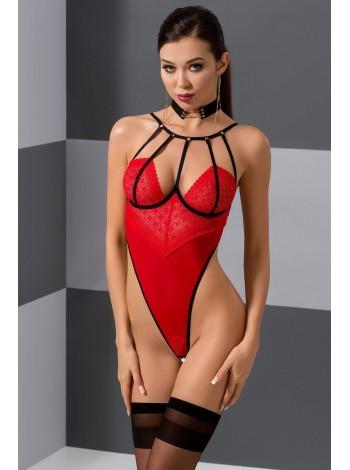 Bodysuit with a high cut of the thigh AKITA BODY red S / M - Passion Exclusive