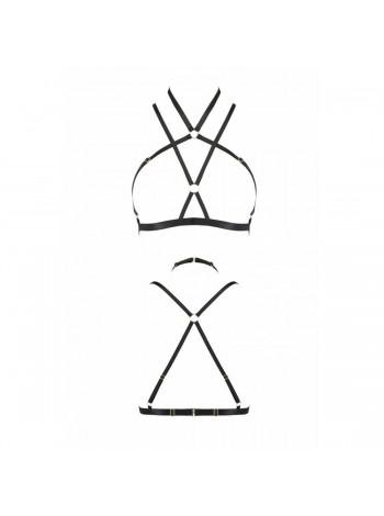 Портупея-стрепы Kelis Bra black XXL/XXXL — Passion Exclusive: трусики в комплекте