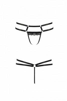 String panties Strapp with Lace Lorry Thong Black L / XL - Passion Exclusive