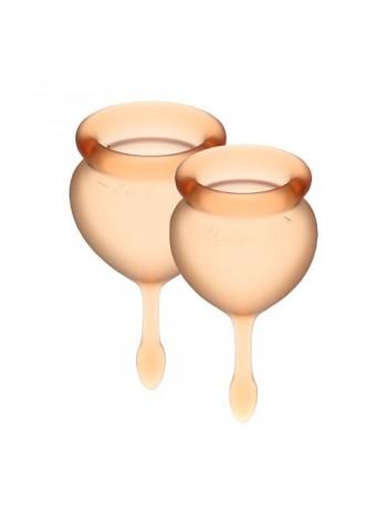 Набір з двох (15мл і 20мл) менструальних чаш Satisfyer Feel Good (orange) + мішечок для зберігання