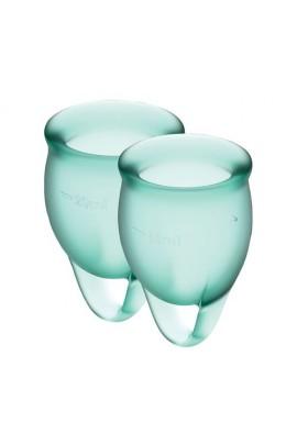 2 Menstrual Bowls 15ml and 20ml Satisfyer Feel Confident (Dark Green) with storage bag