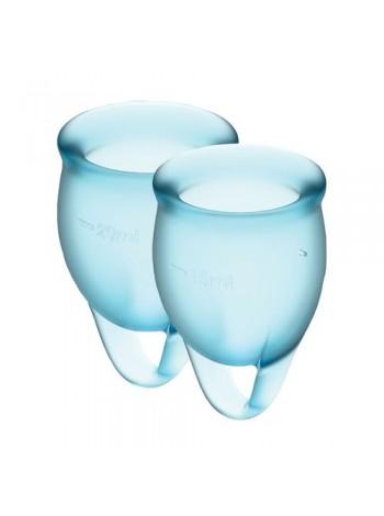 Набір менструальних чаш 15мл і 20мл c мішечком для зберігання Satisfyer Feel Confident (light blue)