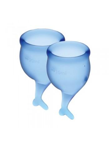 Менструальные чаши 15мл и 20мл Satisfyer Feel Secure (dark blue) + мешочек для хранения
