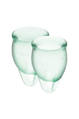 Set of menstrual bowls 15ml and 20 ml with Satisfyer Feel Confident storage bag (Light Green)
