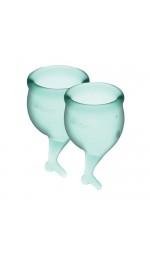 Менструальні чаші 15мл і 20мл Satisfyer Feel Secure (dark green) + мішечок для зберігання