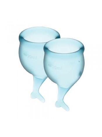 Менструальные чаши 15мл и 20мл Satisfyer Feel Secure (light blue) + мешочек для хранения