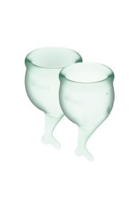 Set of menstrual bowls Satisfyer Feel Secure (Light Green), 2pcs 15ml and 20ml