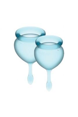 Set of two (15 ml and 20ml) menstrual bowls Satisfyer Feel Good (Light Blue) + storage pouch