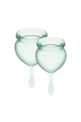 Set of two (15ml and 20ml) menstrual bowls Satisfyer Feel Good (Light Green) + storage pouch