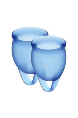 2 menstrual bowls 15ml and 20ml Satisfyer Feel Confident (Dark Blue) with storage bag