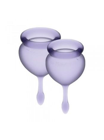 Набір з двох (15мл і 20мл) менструальних чаш Satisfyer Feel Good (lila) + мішечок для зберігання